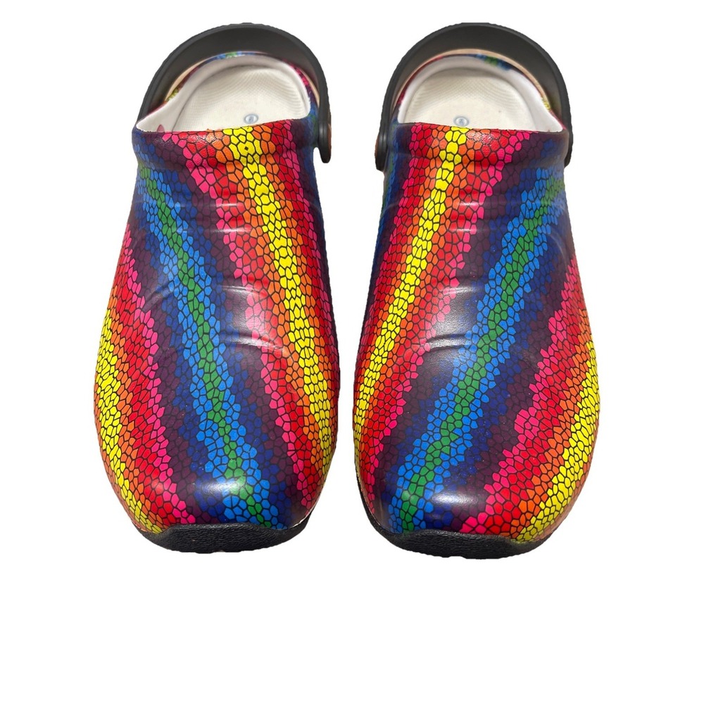 Anywear Zone Womens Size 9 Slip Resistant Clog Backstrap Multi Color Print
